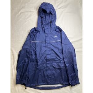 Meahyn Rain Hooded Jacket Adult Medium Blue Lightweight Snap & Zip